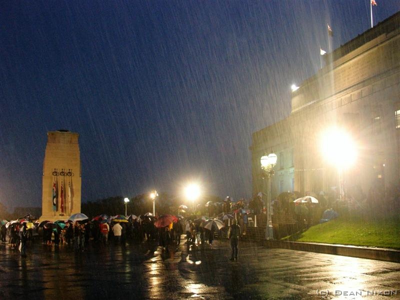 4.25 DSC06200_hnf_hnf (Medium) Tuesday, 25th April - War Memorial in the rain<br>
ANZAC Day...the Dawn Parade. This very solomn ceremony is held every year, starting before sunrise, to remember the New Zealand and Australian soldiers who fought and died together in wars around the world. 