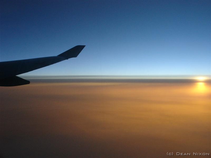 DSC07951 (Medium) THURSDAY 18 May Thursday 18th May (1)<br>
Thursday is a very long day...flying against the march of time, towards Germany. The view from my window as dawn breaks over Europe.